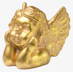 雕塑小孩金色金属天使小孩雕塑高清图片