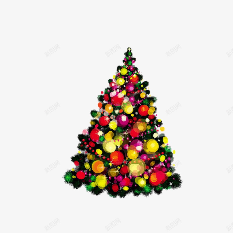 多彩圣诞树png免抠素材_新图网 https://ixintu.com 丝带 圣诞树 圣诞袜 彩球 精美