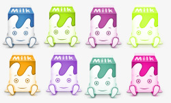 多色可选卡通牛奶盒子高清图片