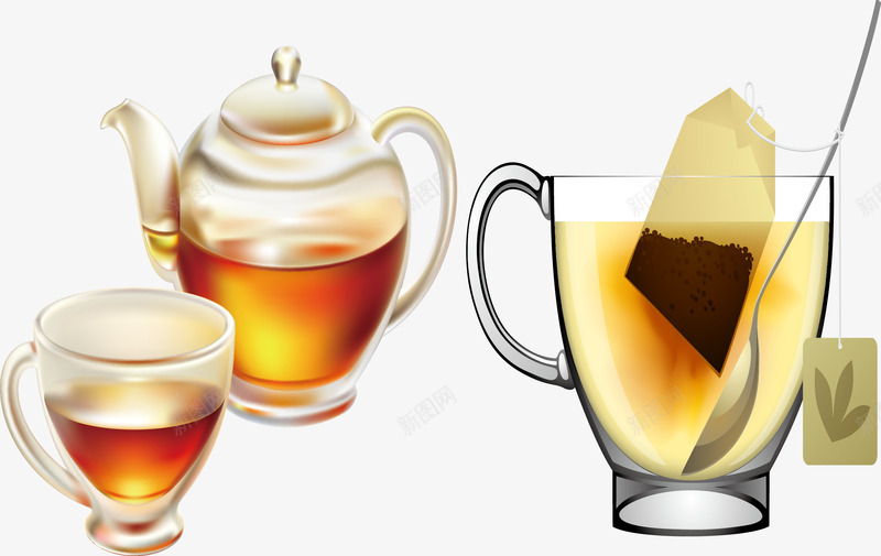 红茶和茶包png免抠素材_新图网 https://ixintu.com 勺子 新茶上市 玻璃杯 茶壶 茶杯