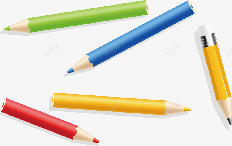 手绘多彩学生用具png免抠素材_新图网 https://ixintu.com 写字 学习 画笔 笔 铅笔