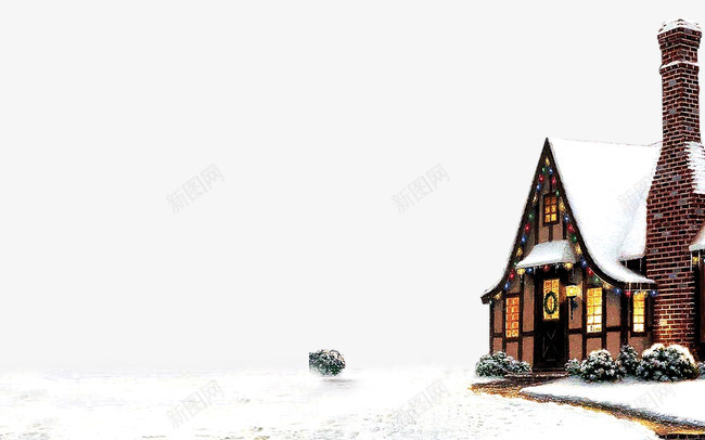 房子和雪地png免抠素材_新图网 https://ixintu.com 冬天 屋子 房子 雪 雪地