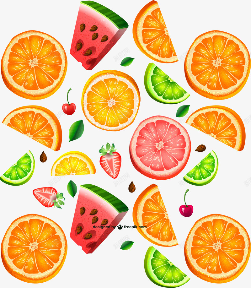 西瓜橙子草莓元素矢量图ai免抠素材_新图网 https://ixintu.com 橙子png 橙子元素 草莓矢量 西瓜矢量 矢量图