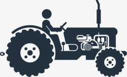 插画拖拉机耕作农具设备剪影矢量图高清图片