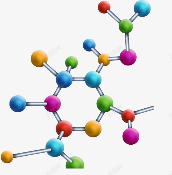 彩色分子结构图矢量图ai免抠素材_新图网 https://ixintu.com 分子结构 圆球体 彩色 金属色 矢量图