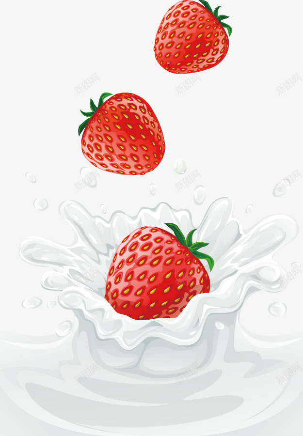 草莓牛奶新鲜草莓png免抠素材_新图网 https://ixintu.com 新鲜 牛奶 草莓