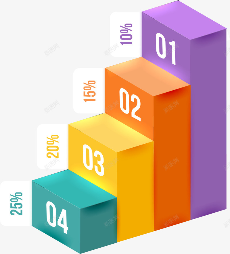 多彩简约阶梯png免抠素材_新图网 https://ixintu.com 图案 多彩 指标 数值 简约 装饰图案 阶梯