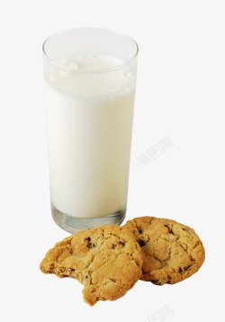 白色饼干白色牛奶早餐曲奇饼高清图片