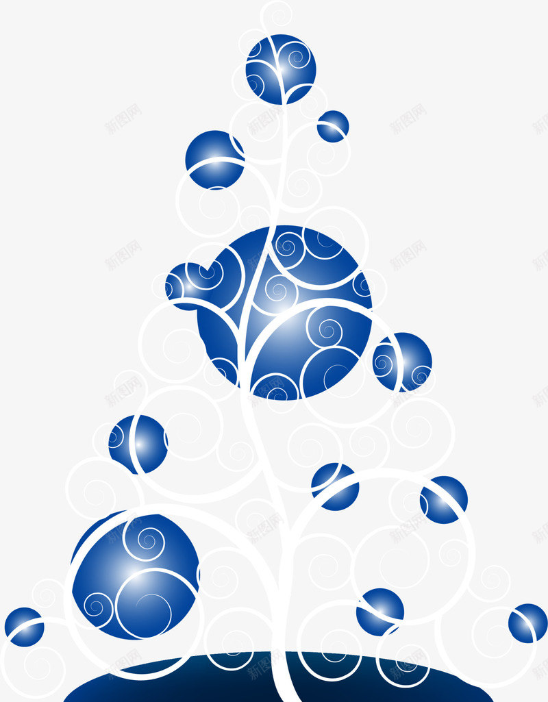 圣诞节白色圣诞树png免抠素材_新图网 https://ixintu.com 创意圣诞树 圣诞节 白色圣诞树 白色花纹 花纹圣诞树 蓝色圆球
