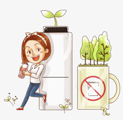 漂亮的冰箱靠着冰箱的女人高清图片