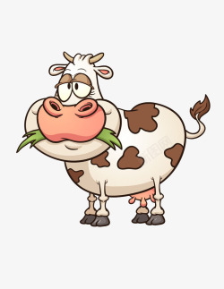 奶牛吃草卡通吃草奶牛高清图片