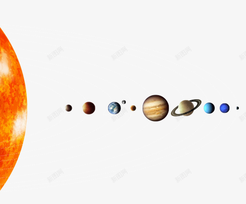 太阳宇宙行星科普排列png免抠素材_新图网 https://ixintu.com 宇宙的行星 平面行星素材 排列的行星 红色的太阳