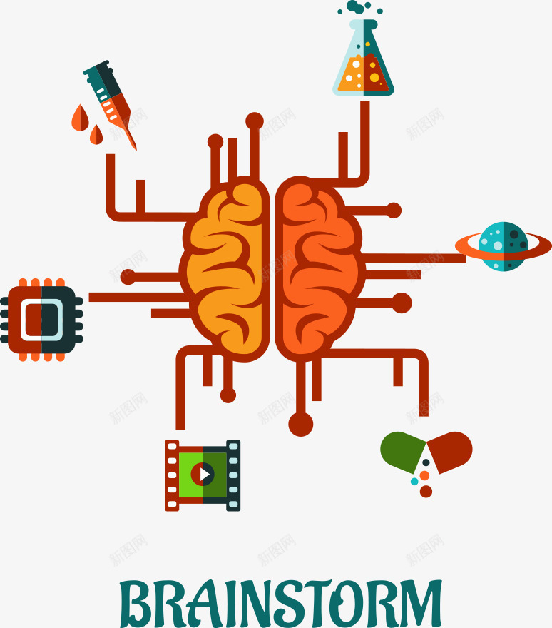 彩色商务大脑png免抠素材_新图网 https://ixintu.com PPT元素 信息 商务大脑 图表 彩色大脑
