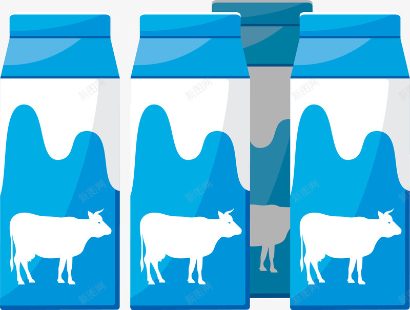 小清新简约牛奶矢量图ai免抠素材_新图网 https://ixintu.com 小清新牛奶 水彩 牛奶盒子 白色奶牛 简约牛奶 蓝色瓶子 矢量图