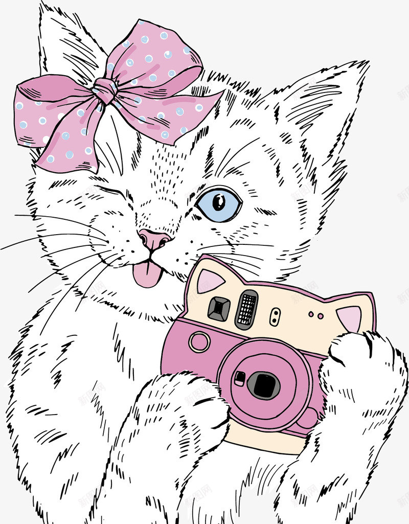 可爱粉色小猫矢量图ai免抠素材_新图网 https://ixintu.com 创意 可爱 彩色 手绘的 漫画 矢量的 简单 粉色小猫 矢量图