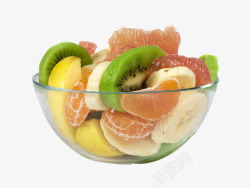 水果聚集玻璃碗里的水果高清图片