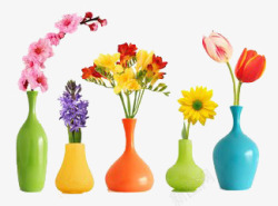 多彩花瓶插花素材