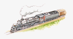 漫画风格手绘插图老式火车素材