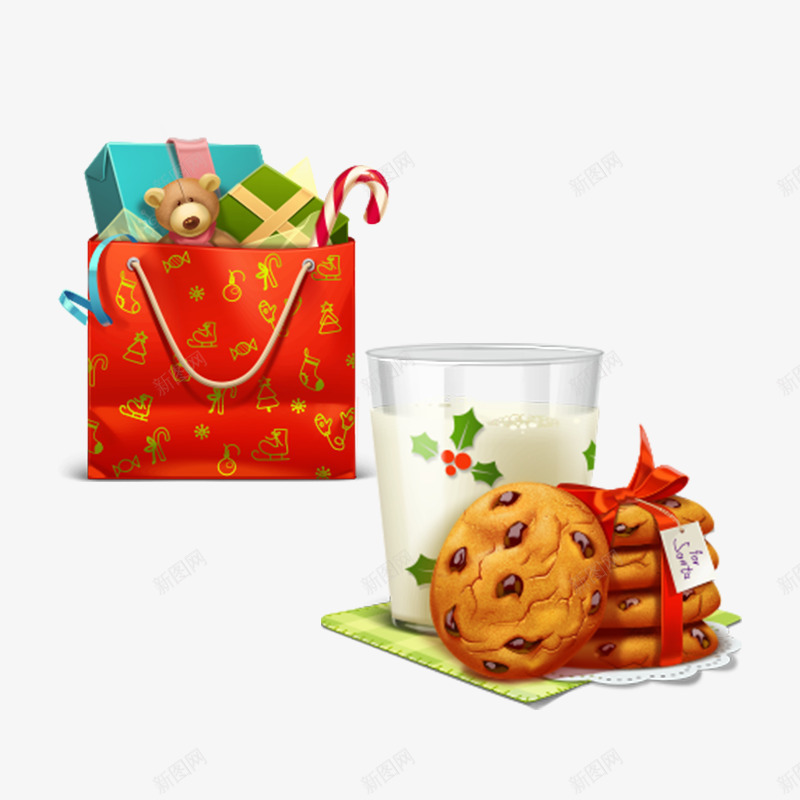礼物盒子和曲奇牛奶png免抠素材_新图网 https://ixintu.com 礼物盒素材免抠 礼物素材免抠 零食素材免抠 食品素材免抠