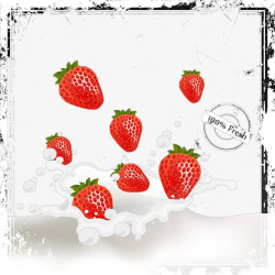 水果落水瞬间动感草莓牛奶高清图片