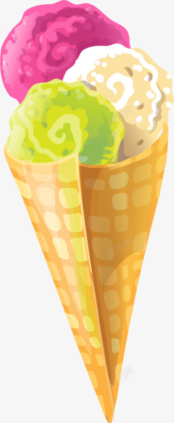 手绘彩色冰淇淋素材