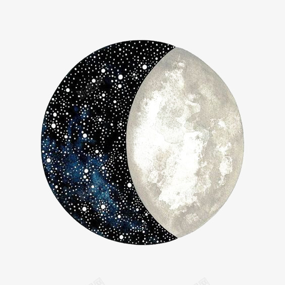 创意星空插画png免抠素材_新图网 https://ixintu.com 星空免扣PNG 月亮 月球 月球PNG图 深蓝星空 蓝色星空