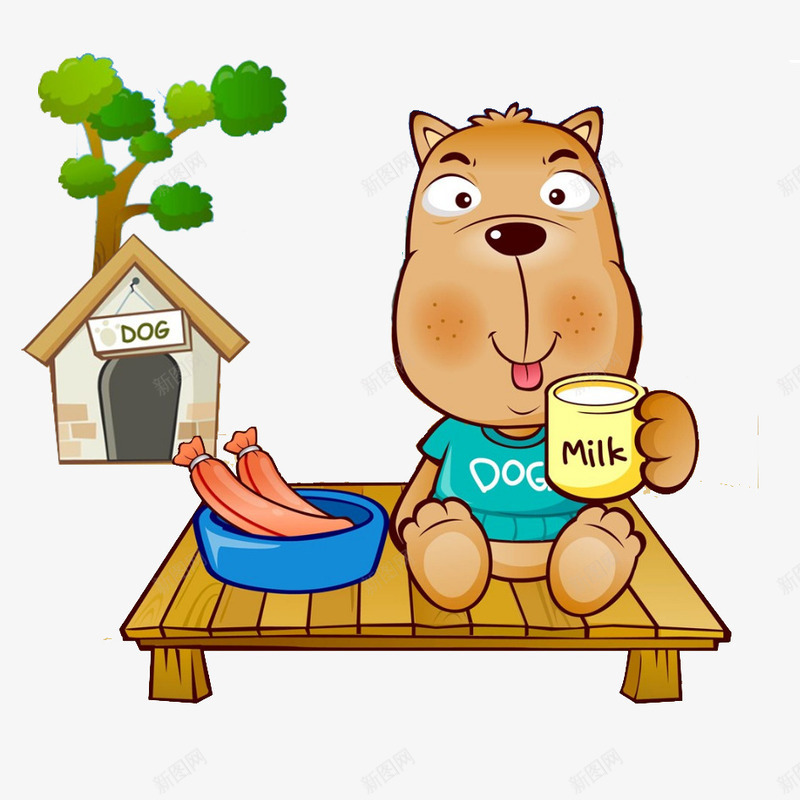 卡通小熊在吃饭psd免抠素材_新图网 https://ixintu.com 动画小熊 卡通人物 吃饭 坐在餐桌前 小熊 牛奶