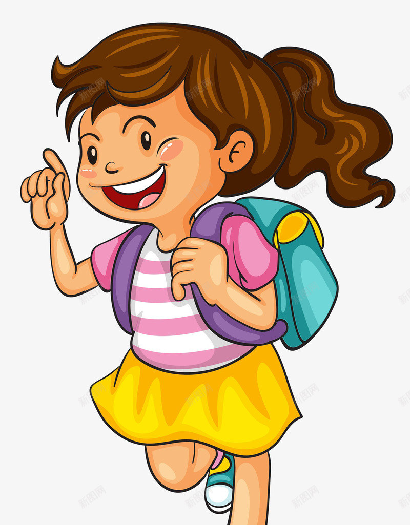 一个背着书包的微笑女孩png免抠素材_新图网 https://ixintu.com 上学 书包 卡通手绘 可爱 开朗 微笑 活泼 漂亮