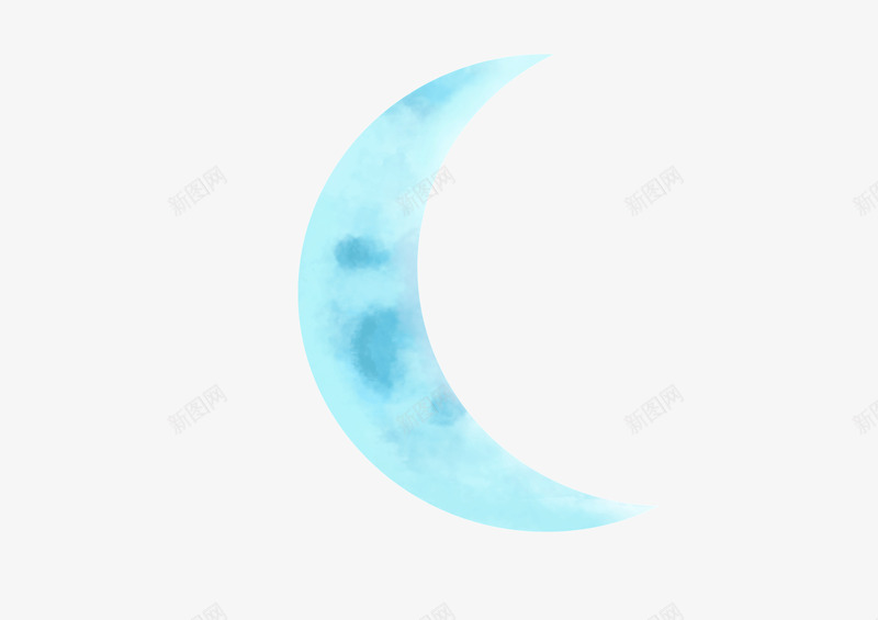 一轮蓝色月亮png免抠素材_新图网 https://ixintu.com 卡通 手绘 月亮 漂浮元素 蓝月
