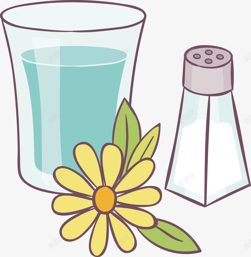 水和调味料png免抠素材_新图网 https://ixintu.com 小花 开水 玻璃杯 玻璃瓶