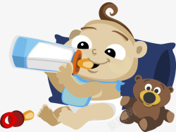 儿童奶瓶可爱婴儿喝牛奶矢量图高清图片