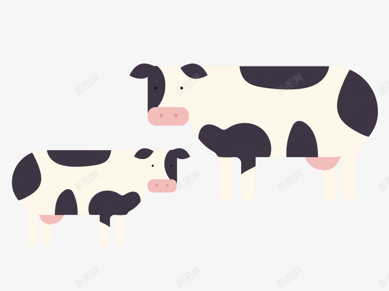 奶牛元素png免抠素材_新图网 https://ixintu.com 动物 卡通 奶牛 小牛 扁平 母牛 牛奶