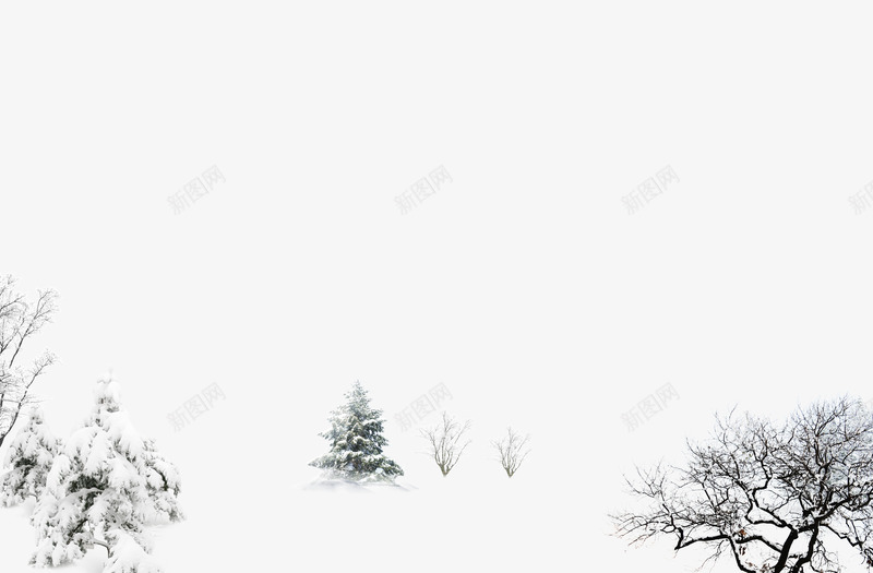 雪地中的树木png免抠素材_新图网 https://ixintu.com 冬天 树木 白色 雪