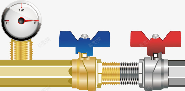 管道矢量图ai免抠素材_新图网 https://ixintu.com 仪表 创意设计 工业 彩色 接头 管道 金属 阀门 矢量图