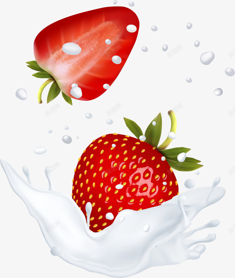 红色简约草莓牛奶装饰图案png免抠素材_新图网 https://ixintu.com 免抠PNG 牛奶 简约 红色 草莓 装饰图案