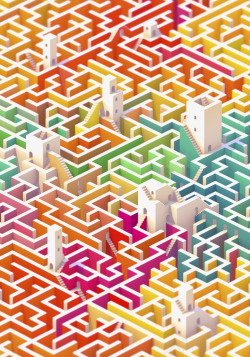 多彩立体迷宫背景图案素材