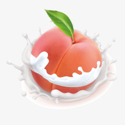姘存灉钄桃子牛奶矢量图高清图片