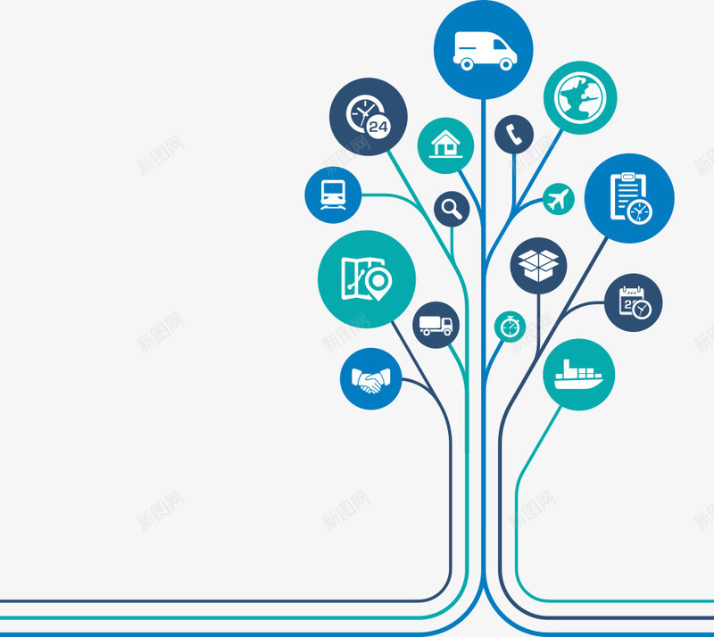 蓝色树形电路信息png免抠素材_新图网 https://ixintu.com 交通工具 信息 电路 电路信息 蓝色树形 通讯