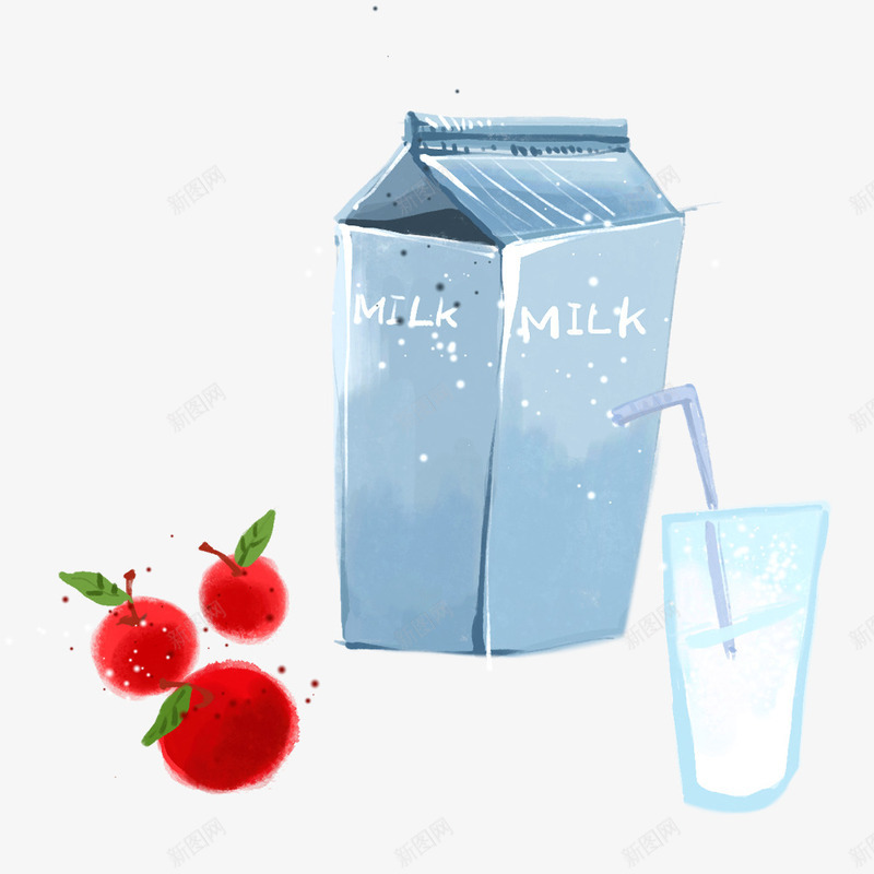 手绘牛奶png免抠素材_新图网 https://ixintu.com 一杯 卡通 吸管 手绘 牛奶 简图 红色 蓝色