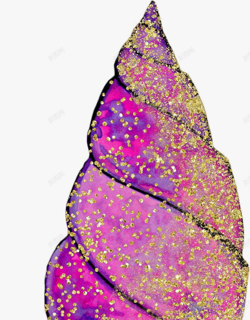 金色亮片紫色海螺贝壳png免抠素材_新图网 https://ixintu.com 创意 水彩 海螺 漂亮的 美丽的 贝壳 金色亮片