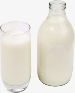 两瓶牛奶透明图素材