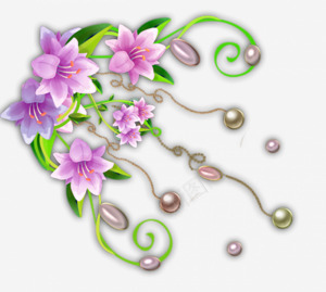 花朵珍珠装饰png免抠素材_新图网 https://ixintu.com PNG 图案 漂亮 珍珠花朵 装饰 边角