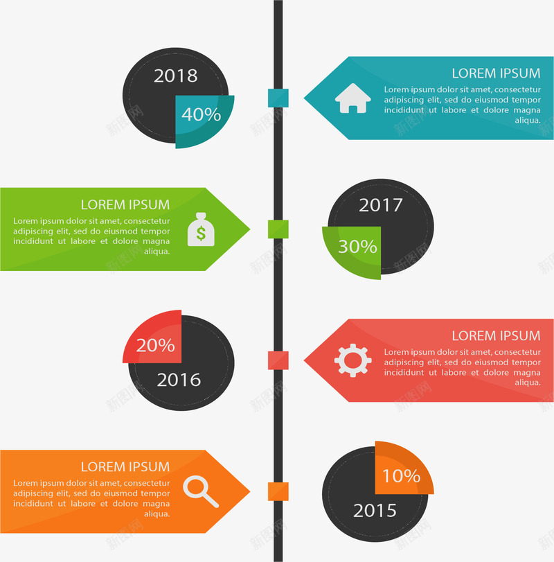 彩色标签时间轴图表矢量图ai免抠素材_新图网 https://ixintu.com 信息图表 彩色标签 时间流程图 时间轴 流程图 矢量png 矢量图