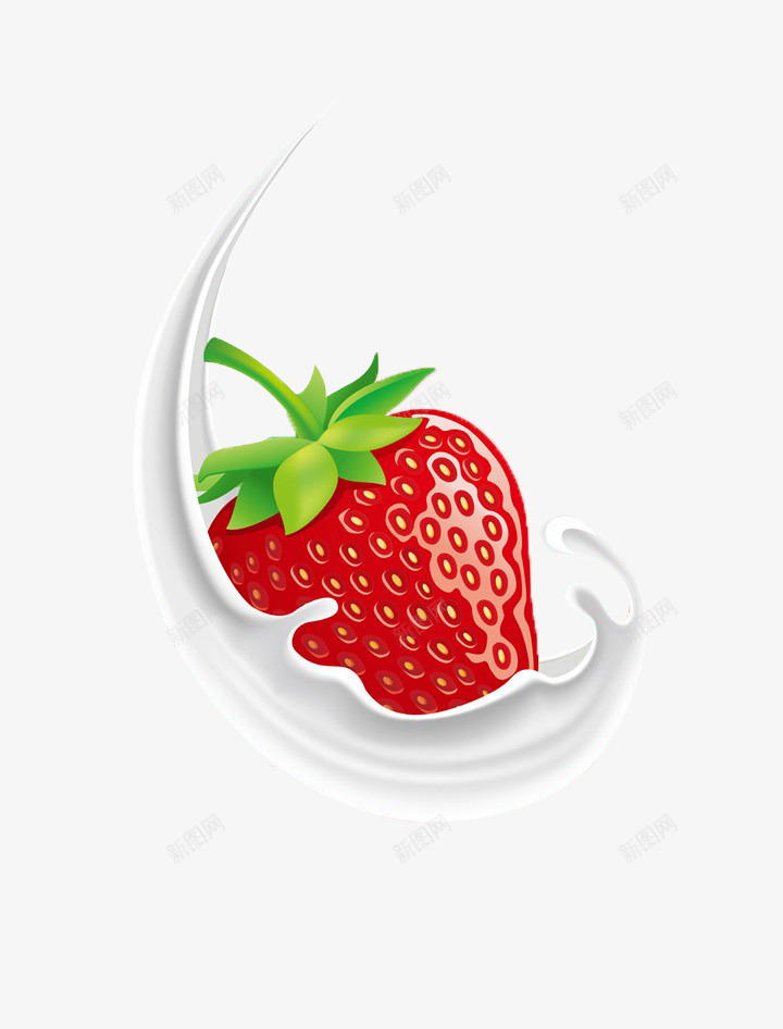 牛奶包裹的草莓png免抠素材_新图网 https://ixintu.com 包裹 牛奶 绿叶 草莓 饮料宣传海报素材