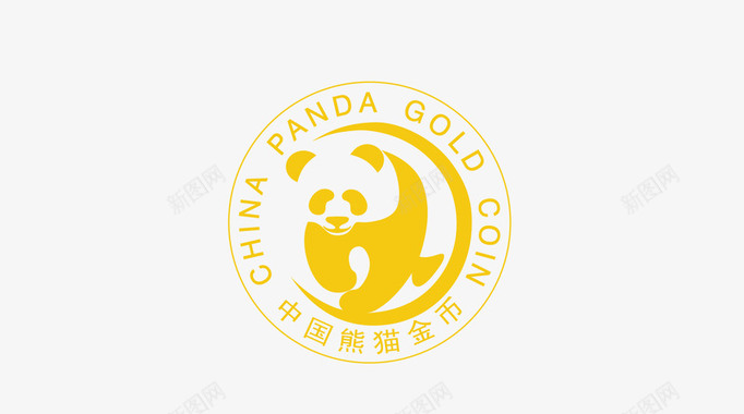 中国金币熊猫logo图案图矢量图图标图标