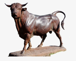 牛雕塑免抠素材一头金属牛高清图片