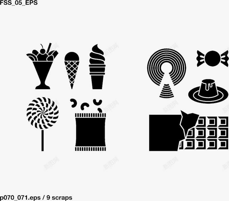 剪影食物图标psd_新图网 https://ixintu.com 冰淇淋 剪影 巧克力 食物