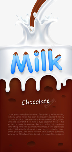 牛奶水溅图巧克力牛奶盒子水溶质感装饰图高清图片
