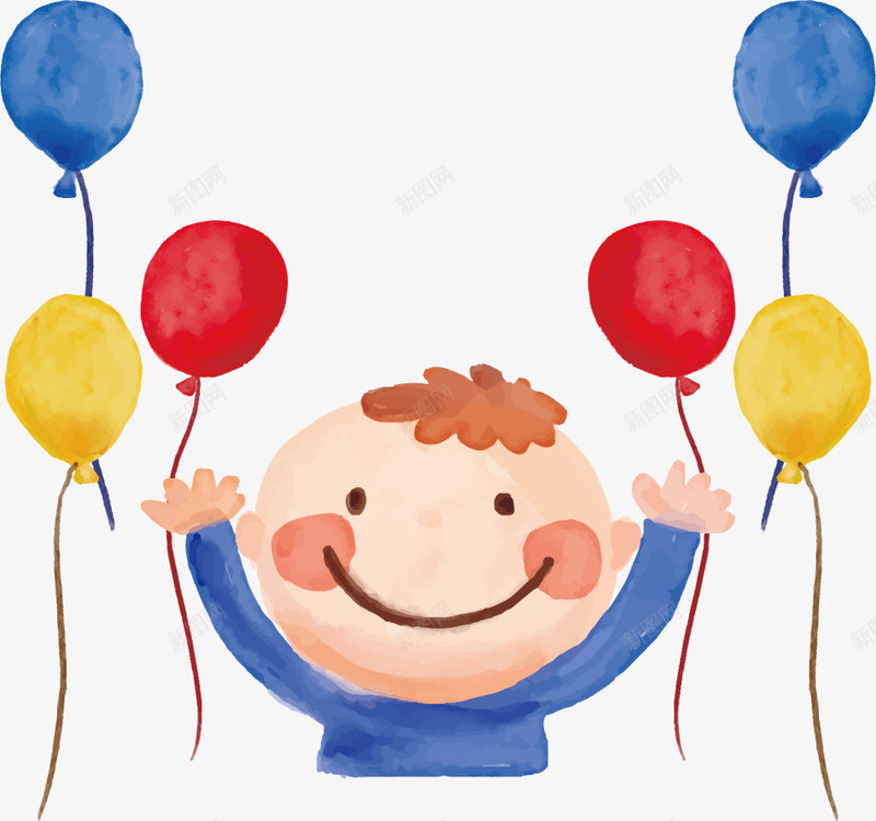 儿童节小朋友和气球png免抠素材_新图网 https://ixintu.com 一堆气球 儿童节 多彩气球 小朋友和气球 水彩 童趣