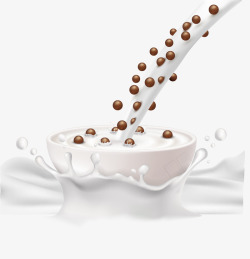往碗里到牛奶手绘牛奶巧克力豆高清图片